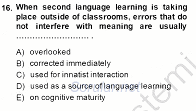 Dil Edinimi 2014 - 2015 Dönem Sonu Sınavı 16.Soru