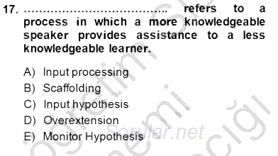 Dil Edinimi 2014 - 2015 Dönem Sonu Sınavı 17.Soru