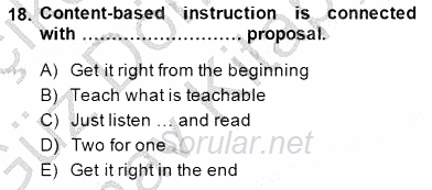 Dil Edinimi 2014 - 2015 Dönem Sonu Sınavı 18.Soru