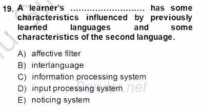 Dil Edinimi 2014 - 2015 Dönem Sonu Sınavı 19.Soru