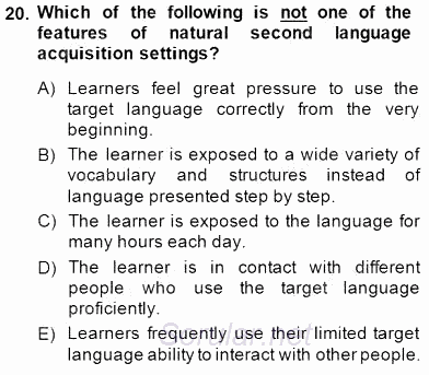 Dil Edinimi 2014 - 2015 Dönem Sonu Sınavı 20.Soru