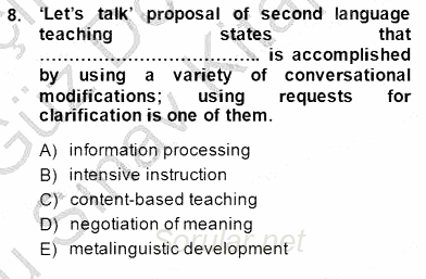 Dil Edinimi 2014 - 2015 Dönem Sonu Sınavı 8.Soru