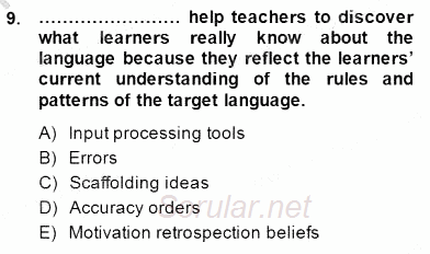 Dil Edinimi 2014 - 2015 Dönem Sonu Sınavı 9.Soru