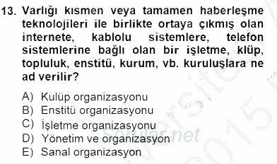 Bina ve Site Yöneticiliği 2014 - 2015 Ara Sınavı 13.Soru