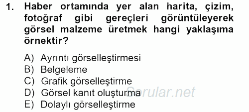 Videonun Kullanım Alanları 2013 - 2014 Tek Ders Sınavı 1.Soru