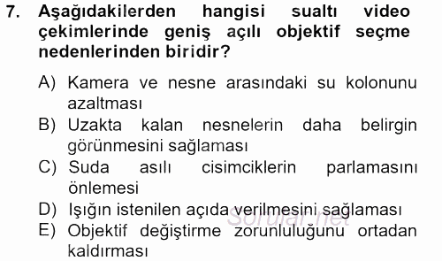 Videonun Kullanım Alanları 2013 - 2014 Tek Ders Sınavı 7.Soru