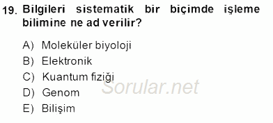 Türk Kültür Tarihi 2014 - 2015 Dönem Sonu Sınavı 19.Soru