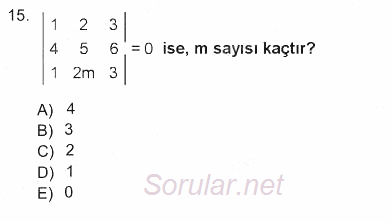 Matematik 1 2012 - 2013 Tek Ders Sınavı 15.Soru