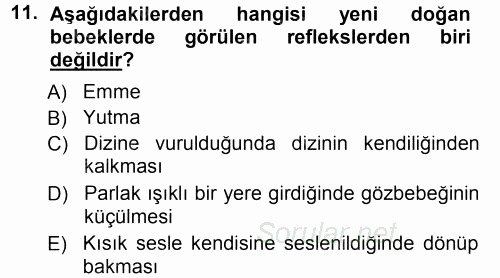 Özel Gereksinimli Bireyler ve Bakım Hizmetleri 2014 - 2015 Tek Ders Sınavı 11.Soru