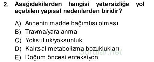 Özel Gereksinimli Bireyler ve Bakım Hizmetleri 2014 - 2015 Tek Ders Sınavı 2.Soru