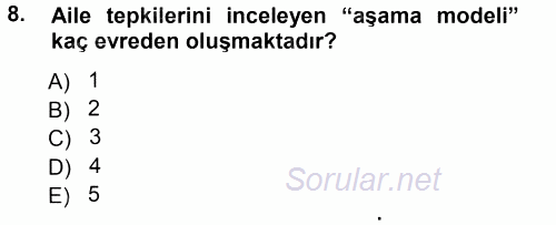 Özel Gereksinimli Bireyler ve Bakım Hizmetleri 2014 - 2015 Tek Ders Sınavı 8.Soru