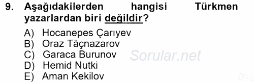 Çağdaş Türk Edebiyatları 1 2012 - 2013 Dönem Sonu Sınavı 9.Soru