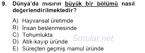 Tarla Bitkileri 1 2012 - 2013 Dönem Sonu Sınavı 9.Soru