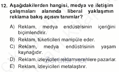 Medya Ekonomisi ve İşletmeciliği 2013 - 2014 Ara Sınavı 12.Soru