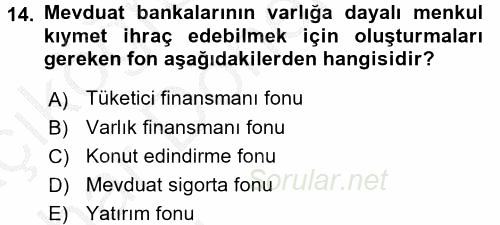 Finansal Kurumlar 2016 - 2017 Ara Sınavı 14.Soru