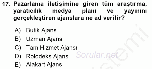 İletişim Ortamları Tasarımı 2016 - 2017 3 Ders Sınavı 17.Soru