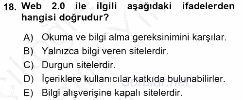 İletişim Ortamları Tasarımı 2016 - 2017 3 Ders Sınavı 18.Soru