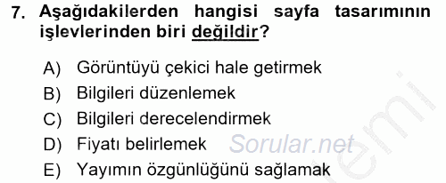 İletişim Ortamları Tasarımı 2016 - 2017 3 Ders Sınavı 7.Soru