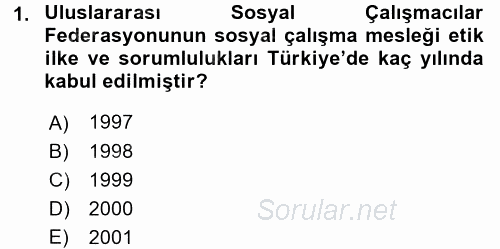 Sosyal Hizmete Giriş 2016 - 2017 3 Ders Sınavı 1.Soru