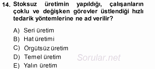 Çalışma Sosyolojisi 2013 - 2014 Ara Sınavı 14.Soru