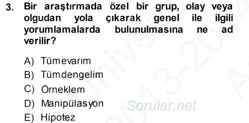 Çalışma Sosyolojisi 2013 - 2014 Ara Sınavı 3.Soru