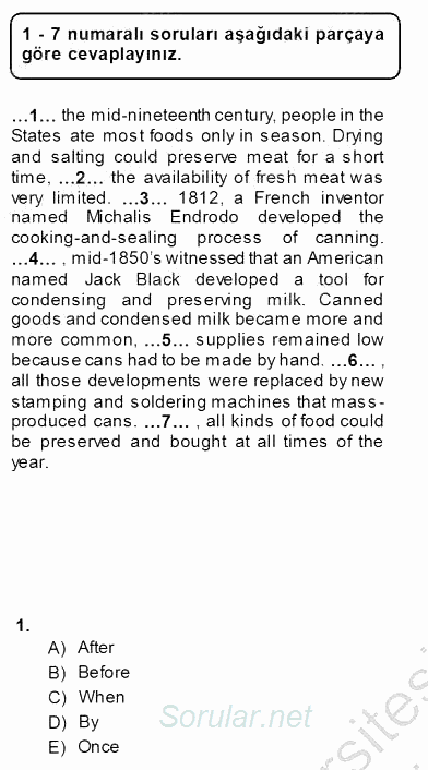 Bağlamsal Dilbilgisi 4 2013 - 2014 Dönem Sonu Sınavı 1.Soru