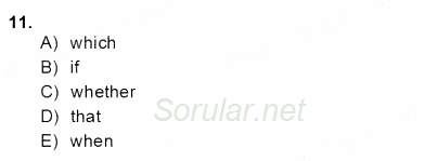 Bağlamsal Dilbilgisi 4 2013 - 2014 Dönem Sonu Sınavı 11.Soru