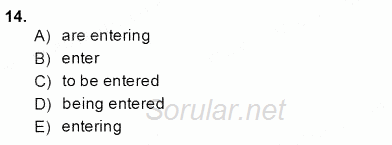 Bağlamsal Dilbilgisi 4 2013 - 2014 Dönem Sonu Sınavı 14.Soru