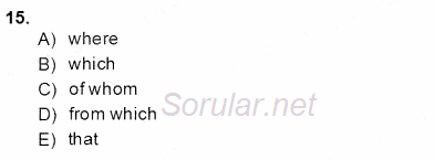 Bağlamsal Dilbilgisi 4 2013 - 2014 Dönem Sonu Sınavı 15.Soru