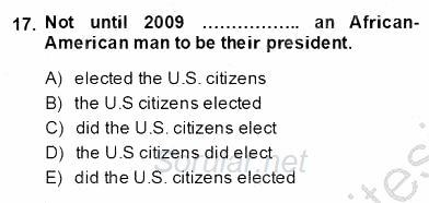 Bağlamsal Dilbilgisi 4 2013 - 2014 Dönem Sonu Sınavı 17.Soru