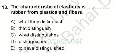 Bağlamsal Dilbilgisi 4 2013 - 2014 Dönem Sonu Sınavı 18.Soru