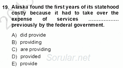 Bağlamsal Dilbilgisi 4 2013 - 2014 Dönem Sonu Sınavı 19.Soru