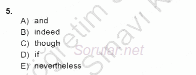 Bağlamsal Dilbilgisi 4 2013 - 2014 Dönem Sonu Sınavı 5.Soru