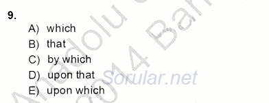 Bağlamsal Dilbilgisi 4 2013 - 2014 Dönem Sonu Sınavı 9.Soru