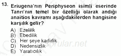 Ortaçağ Felsefesi 1 2012 - 2013 Ara Sınavı 13.Soru