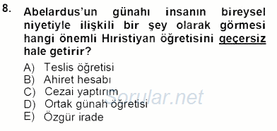 Ortaçağ Felsefesi 1 2012 - 2013 Ara Sınavı 8.Soru