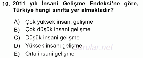 Türkiye Ekonomisi 2015 - 2016 Ara Sınavı 10.Soru