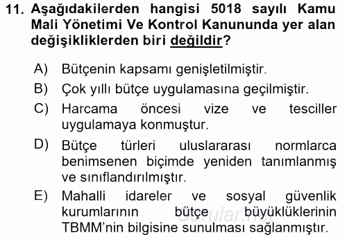 Türkiye Ekonomisi 2015 - 2016 Ara Sınavı 11.Soru