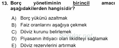 Türkiye Ekonomisi 2015 - 2016 Ara Sınavı 13.Soru