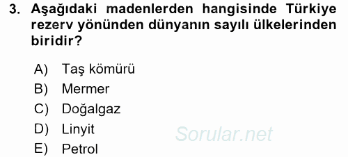 Türkiye Ekonomisi 2015 - 2016 Ara Sınavı 3.Soru