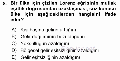 Türkiye Ekonomisi 2015 - 2016 Ara Sınavı 8.Soru