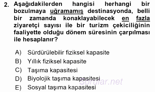 Turistik Alanlarda Mekan Tasarımı 2017 - 2018 Ara Sınavı 2.Soru