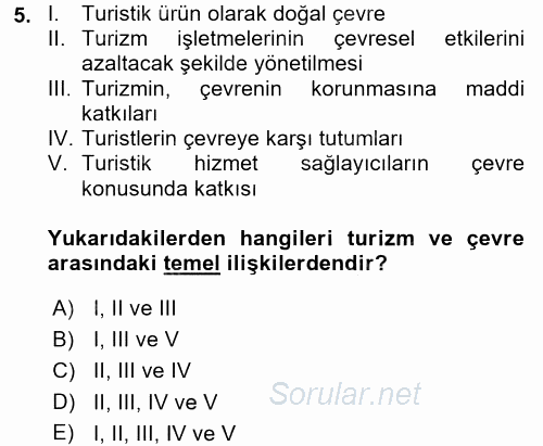 Turistik Alanlarda Mekan Tasarımı 2017 - 2018 Ara Sınavı 5.Soru