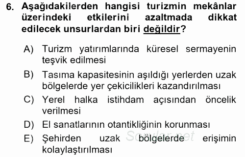 Turistik Alanlarda Mekan Tasarımı 2017 - 2018 Ara Sınavı 6.Soru