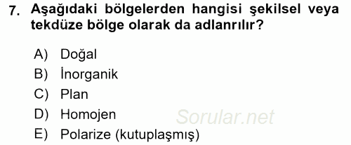 Turistik Alanlarda Mekan Tasarımı 2017 - 2018 Ara Sınavı 7.Soru