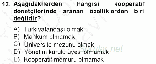 Şirketler Muhasebesi 2012 - 2013 Dönem Sonu Sınavı 12.Soru