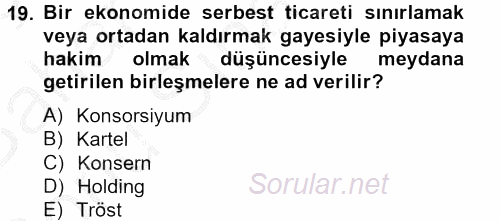 Şirketler Muhasebesi 2012 - 2013 Dönem Sonu Sınavı 19.Soru