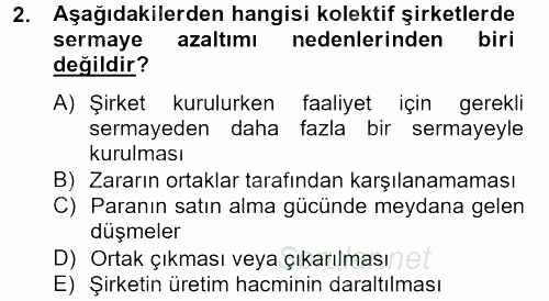 Şirketler Muhasebesi 2012 - 2013 Dönem Sonu Sınavı 2.Soru