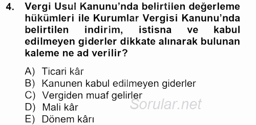 Şirketler Muhasebesi 2012 - 2013 Dönem Sonu Sınavı 4.Soru