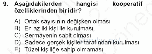 Şirketler Muhasebesi 2012 - 2013 Dönem Sonu Sınavı 9.Soru